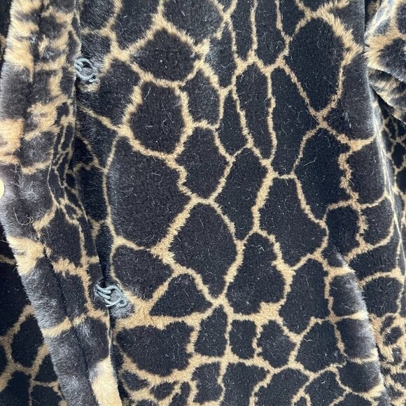 Vintage 90s Express Faux Fur Animal Print Coat Jacket Luxe USA Made - Picture 5 of 13